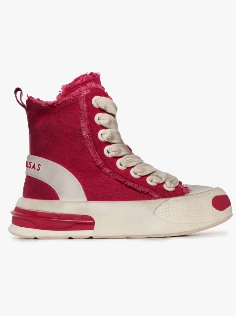 Valabasas Red and Cream High-Top Platform Sneakers